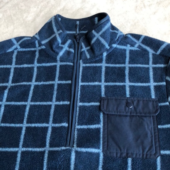 Goodfellow & Co. Men’s Quarter Zip Fleece Pullover Blue Plaid Sweatshirts SZ S-L - Picture 6 of 14